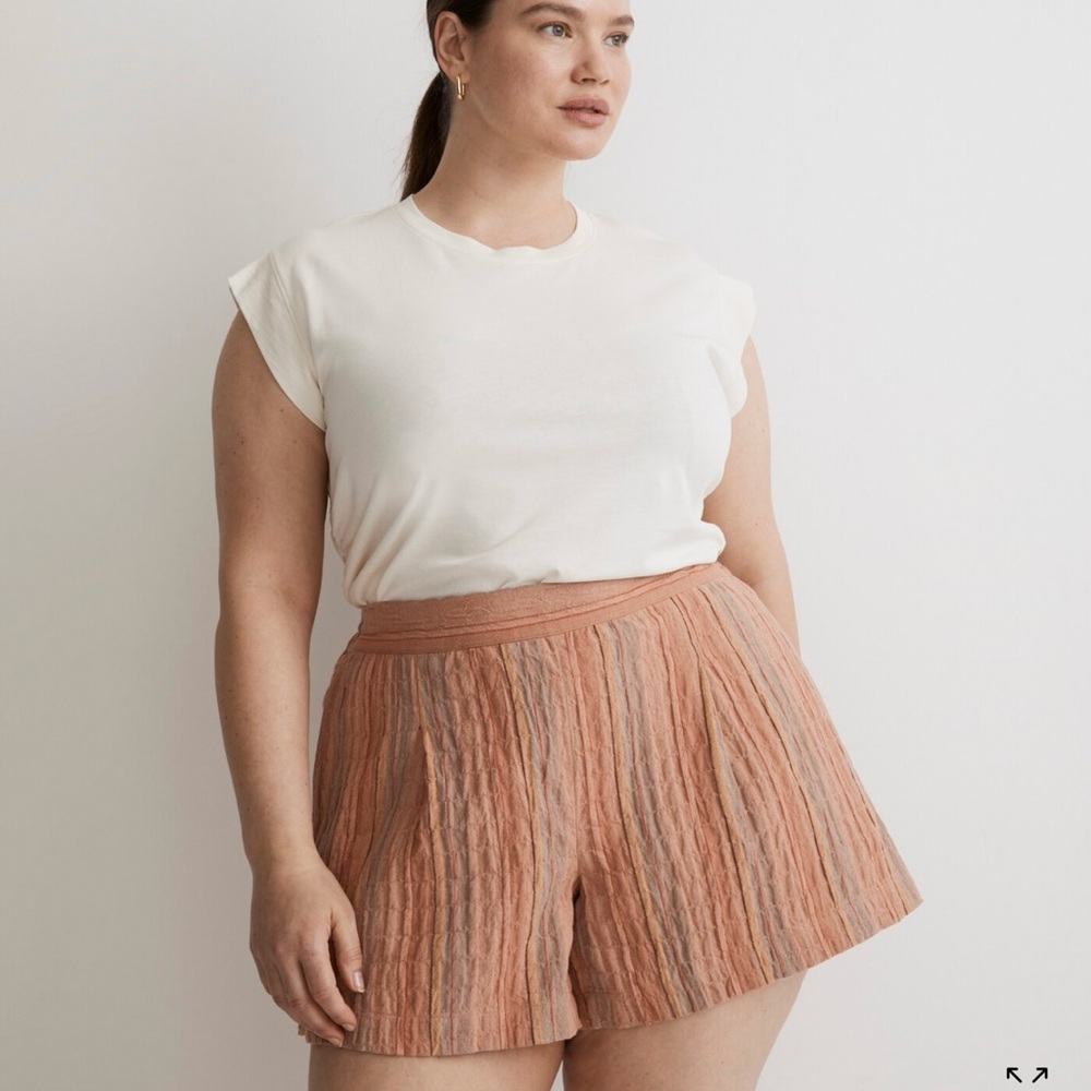 Madewell Clean Pull-On Shorts In Ground Clay Linen Cotton Blend Women Sz S EUC